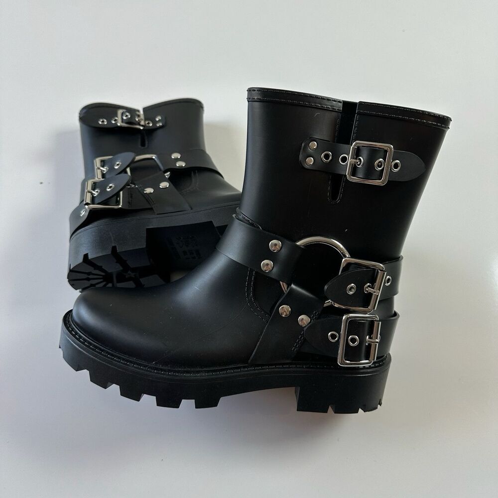 Jeffrey Campbell Dripz Moto rain boot Size 8 NEW